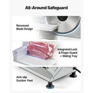 Máquina Cortadora de Carne Eléctrica de 6.7 Pulgadas y 150W, Certificación ETL, Dos Cuchillas SUS420, Grosor Ajustable de 0-0.6 Pulgadas, Picadora y Cortadora de Carne - Product Image 6