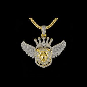 Joyería Hip Hop con Diamantes, Colgante de Corona de León con Alas en Plata de Ley 925 para Hombres y Unisex. - Product Image 5