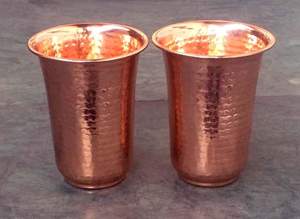 <b>Copper</b> drinking glass handcrafted finish ayurvedic wellness drinkware eco reusable durable for home kitchen <b>table</b> use - Product Image 3
