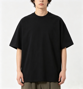 T-shirt pour homme à coupe classique, col rond, manches courtes, 100% coton jersey, décontracté, tricoté, uni, teint, écologique, respirant - Product Image 2