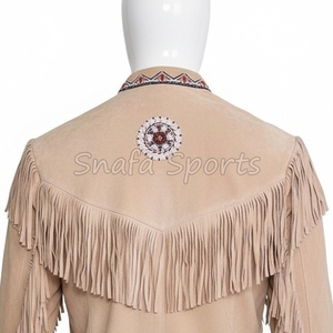 เสื้อแจ็คเก็ตหนังผู้หญิงสไตล์ตะวันตกแบบใหม่ แต่งพู่หนังกลับแท้ สไตล์คาวเกิร์ล เสื้อแจ็คเก็ตนักขี่มอเตอร์ไซค์สำหรับผู้หญิง - Product Image 4