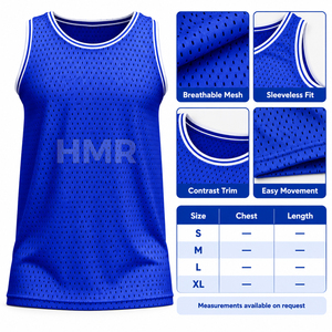 Camiseta de Baloncesto de Malla Azul Rey para Hermanas de la Hermandad HMR, Cuello Redondo, Color Sólido, Transpirable - Product Image 6