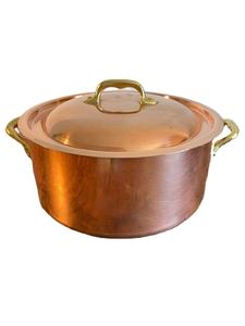 Casserole en acier métallique de forme ronde extérieur cuivre poli en acier inoxydable plat serveur poignée en métal isolé thermiquement pot de service - Product Image 2