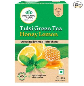 ORGANIC INDIA Té Verde Tulsi con Miel y Limón - 25 Bolsitas de Té, Mezcla Refrescante con Sabores a Tulsi, Té Verde, Limón y Miel, Natural - Product Image 1