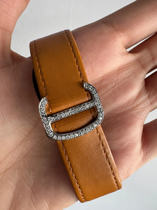 Montre personnalisée en moissanite pour homme, cadran arabe, plaqué argent, bracelet en cuir semi-serti, cadran arc-en-ciel - Product Image 5