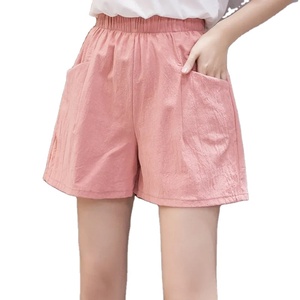<b>Women</b> Summer Cool Solid Color Cotton Material High Waisted Double Pocket Wide Leg <b>Shorts</b> Comfortable <b>Shorts</b> - Product Image 4