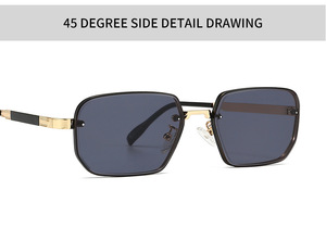 LMAMBA 2A607 2024 Trendy Vintage Shades High Quality Designer Custom Logo Metal Frames Square <b>Sunglasses</b> Women Men - Product Image 5