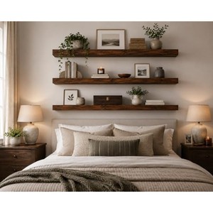 Handcrafted Sheesham Wood <b>Floating</b> Wall <b>Shelf</b> with Iron <b>Brackets</b> - Wholesale - Product Image 3