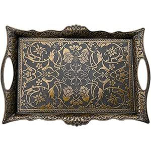 Elegante bandeja rectangular hecha a mano estilo marroquí, bandeja decorativa para mesa, bandeja para café, té y bebidas al precio más bajo. - Product Image 1