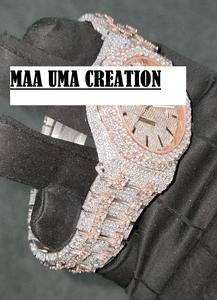 Luxury Moissanite Diamond <b>Watch</b> with Stainless Steel Band Finish Iced Out Design Customizable Colors - Product Image 2