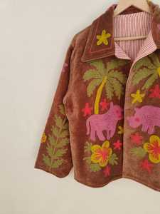 Blouson bomber en velours fait main, motif animalier Suzani, écologique, réversible, respirant, court, style bohème avec broderie florale - Product Image 4