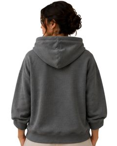 Sweat-shirt à capuche surdimensionné pour femme, gris anthracite, imprimé graphique, en molleton de coton, manches longues, style streetwear décontracté - Product Image 2
