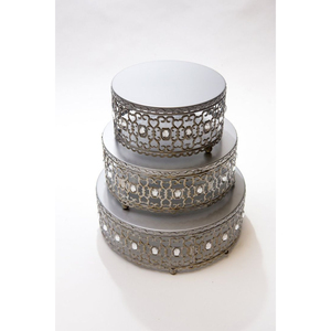 Ensemble de supports à gâteau ronds en métal à 3 niveaux, surface miroir décorative, réutilisable, présentoir à desserts, accessoire de décoration intérieure à prix impressionnant - Product Image 1