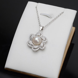 Colgante de Plata S925 con Forma de Flor, Collares Finos para Mujer, 10-11 Perlas, Accesorio para DIY, Producto Semiacabado, Temperamento - Product Image 1