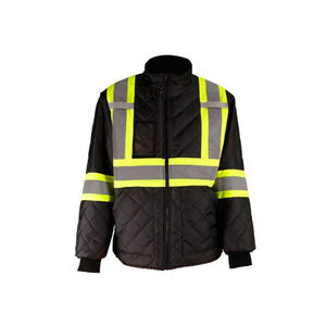 Men's High Visibility ANSI Class 2 Reflective Canvas Hooded <b>Quilted</b> Jacket with Waterproof LED Flash - Product Image 2