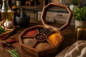 Best Quality Handcrafted Wooden Spice Box Set with <b>Bamboo</b> Lid Traditional Chinese Design Freshness Preservation for Kitchen Use - Product Image 2