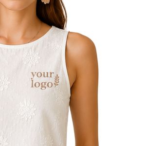 Top Corto Blanco con Bordado Floral para Mujer, Chaleco de Verano sin Mangas de Algodón, Logotipo Personalizado, Moda Casual Urbana - Product Image 4