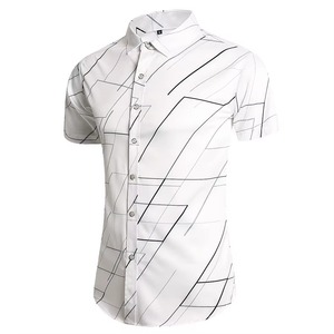 Chemise d'été pour homme à imprimé mode, col à revers, simple boutonnage, manches courtes, grande taille, décontractée, de haute qualité, coupe ajustée, respirante et écologique - Product Image 2