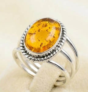 Bague en ambre baltique naturel, argent sterling 925, bague faite à la main, ambre taillé ovale, bijoux en argent, fournisseur en gros - Product Image 2