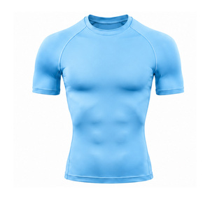 T-shirt de compression pour homme personnalisé, respirant, extensible, pour la gym, le fitness, la course, l'entraînement, la couche de base athlétique, haut OEM - Product Image 2