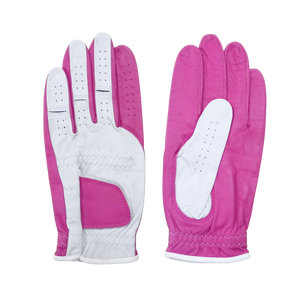 Gants de golf en cuir véritable rose et blanc, antidérapants, à enfiler, pour femmes, main droite - Product Image 5