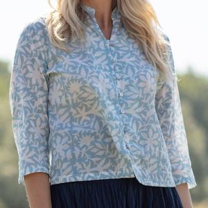 VENTE Haut court KURTA Style 7 Gris œuf et blanc Haut pour femme Haut indien à motifs floraux Haut décontracté Cadeau pour elle - Product Image 3