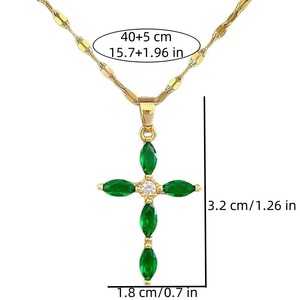 Dainty Gold Cross Necklace Colorful Crystal Rhinestone Pendant Elegant Christian <b>Religious</b> Jewelry <b>Gift</b> for Women - Product Image 5