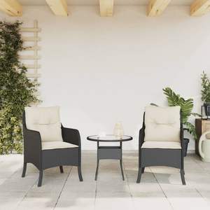 Set di 2 Sedie da Giardino in Rattan PE Nero con Coperture Rimovibili Standard - Product Image 3