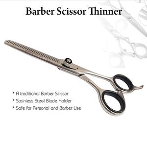 Ensemble de ciseaux de barbier professionnels en acier inoxydable avec manche en céramique et lame de rasoir pour la coupe de cheveux, utilisation en salon de coiffure - Product Image 4