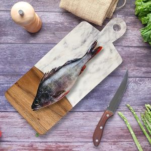 Tabla de cortar de mármol y madera para cocina, tabla de servir, tabla para queso, tabla de carnicero, tabla para preparar alimentos - Product Image 5