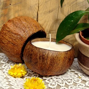 Top Quality <b>Candle</b> Manufacturer <b>Cheap</b> Price <b>Candles</b> in Handmade Coconut Shell Bowl Jar From Vietnamese Supplier - Product Image 1