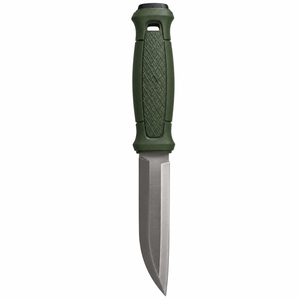 Couteaux de plein air à lame fixe vert olive avec lame argentée texturée diamant, manche ergonomique et étui vert assorti pour le camping - Product Image 1