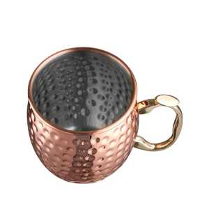 Hammered Copper <b>Mug</b> with Gold Handle Stainless Steel Interior Elegant Drinkware Traditional Handcrafted Beverage Cup - Product Image 1