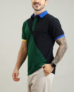 Polo de Secado Rápido para Hombre, con Logotipo Personalizado OEM, Tejido de Punto, Cuello Alto Plano, Diseño de Bloques de Color, Estilo Casual para Golf - Product Image 2