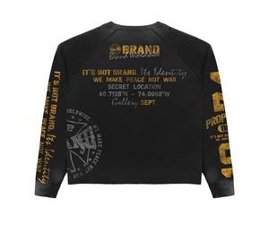 T-shirt à manches longues surdimensionné à double couche, personnalisé, de haute qualité, style streetwear, 100% coton, effet délavé, imprimé graphique - Product Image 1