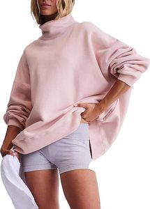 Sweat-shirt à col roulé pour femme, personnalisé avec logo, manches longues, imprimé en relief, écologique, en molleton épais 200g, épaules tombantes, col montant - Product Image 5