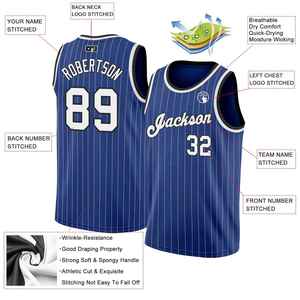 Maillot de basketball personnalisé sublimé, débardeur en mesh bleu unisexe pour adulte, impression nom et numéro d'équipe, vêtement de sport respirant, OEM - Product Image 3