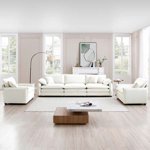 Conjunto de Sofá de 3 Plazas Estilo Cine en Casa con Cojines Suaves y Almohadas, Conjunto de Sala de Estar Cálido y Acogedor Compuesto por Dos Sillones Individuales - Product Image 1