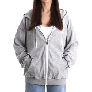 เสื้อฮู้ดโอเวอร์ไซส์สำหรับผู้หญิง สีเทาเฮเธอร์ ผ้าโพลีคอตตอนเสริมความทนทาน สวมใส่สบาย เหมาะสำหรับส่งออก - Product Image 1