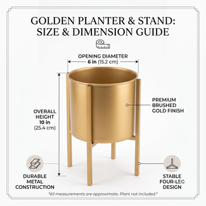 Jardinière en métal doré avec élégant support surélevé, pot de fleurs décoratif pour l'intérieur, idéal pour la maison moderne, le salon, le balcon, le bureau - Product Image 2