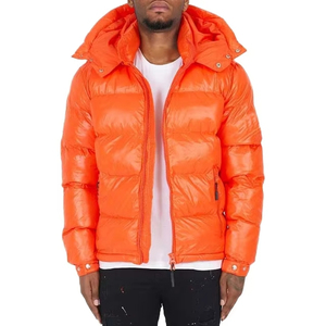 <b>Top</b> Selling Custom Orange Hooded <b>Bubble</b> Mens Winter Outdoor Quick Dry Breathable Puffer Jacket Wholesale - Product Image 1