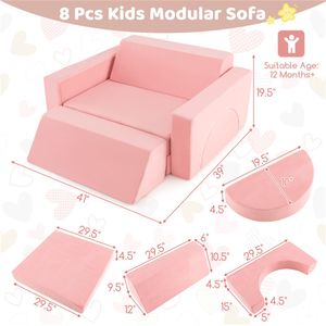 Set Divano per Bambini 8 Pezzi, Design Moderno a Cartoni Animati, Caratteristiche di Sicurezza per Camera da Letto, Soggiorno e Uso Esterno - Product Image 4