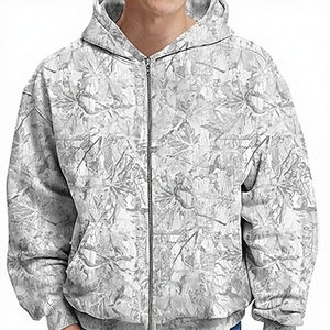 Sweat-shirts à capuche zippés camouflage pour hommes, en polaire oversize, avec motif feuille de camouflage, pour l'automne - Product Image 1