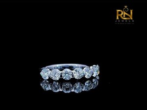 Anillo de Boda de Oro Sólido con Media Eternidad de 7 Diamantes Redondos Cultivados en Laboratorio, Joyería Apilable para Mujer, Venta al por Mayor OEM ODM - Product Image 6