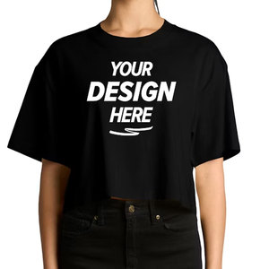 T-shirt court pour femme, couleur unie, manches courtes, col rond, en maille côtelée extensible, décontracté pour le quotidien - Product Image 1