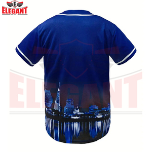 เสื้อเบสบอลสีน้ำเงิน, เสื้อกีฬาโพลีเอสเตอร์ 100%, คอวี, ผ้ายืดเล็กน้อย, โฟร์ซีซั่นส์, เสื้อกีฬาสวมใส่สบายๆ สำหรับกิจกรรมกลางแจ้ง - Product Image 3