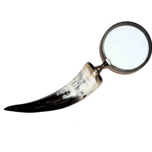 Loupe de lecture portative en laiton avec poignée en corne de buffle, style antique et vintage, pour la décoration de bureau et la maison - Product Image 1