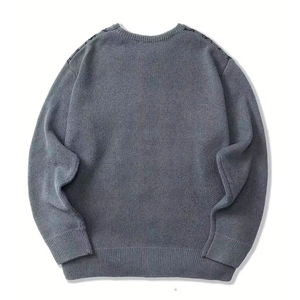 2026 Best Quality Men's Gray Knitted O-Neck <b>Pullover</b> <b>Sweater</b> with Geometric Pattern Long Sleeve - Product Image 2