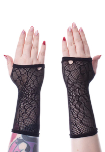 Gants en résille noirs sexy pour femme, style punk ajouré, élégants et confortables, pour mariage - Product Image 3