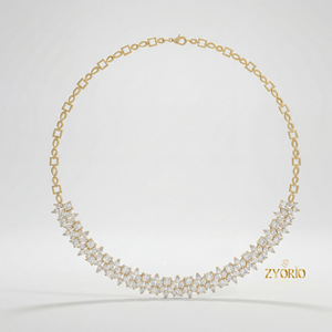 Collar con Colgante de Diamante Cultivado en Laboratorio con Diseño Floral, Chapado en Oro, Cadena de Eslabones, Oro de 14K y 18K, Estilo Lujoso, Regalo de Boda, para Fiestas y Eventos - Product Image 1